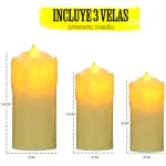 Velas Set X3 Velon Luz Led Calida Llama Efecto Fuego A Pilas