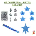 Arbol Navidad Tronador Slim Blanco 1,80mt + Kit 41 Deco Azul