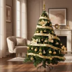 Árbol De Navidad Montañes Deluxe 1.80mts Decorado Oro Color Verde/oro