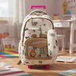 Mochila Carrito Escolar + Cartuchera La Bubu Base Reforzada