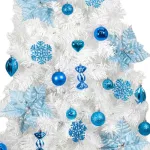 Arbol Navidad Tronador Slim Blanco 1,80mt + Kit 41 Deco Azul