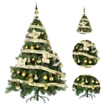 Arbolito Navidad Montañes Deluxe 1.50mt + Decoración Oro
