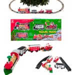 Pista Tren Navideño Luz Y Sonido Locomotora Vagones Juguete Color Rojo