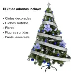 Arbol Navidad Tronador Lujo 1,50mts Kit 40 Azul Plata Deco