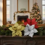 Flor 25cm Plata Arbol De Navidad Adornos Decoracion