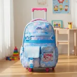 Mochila Escolar Infantil Carrito Con Ruedas Kawaii Flores