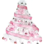 Arbol De Navidad Blanco Tronador Lujo 1,20mts Decorado Rosa