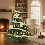 Arbolito Navidad Montañes Deluxe 2,10mts Con Adornos Oro