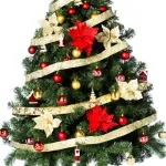 Arbolito Navidad Montañes Deluxe 1.80mts + Deco Rojo Oro