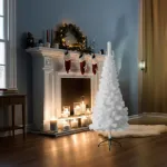 Árbol De Navidad Tronador Slim Blanco 1.50mts Base Metal