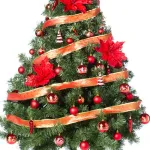 Arbolito Navidad Montañes Deluxe 1.50mt + Decoración Rojo 