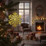 Adorno Colgante Copo De Nieve Decoración Arbol Navidad X10u