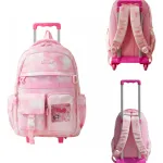 Mochila Escolar Infantil Carrito Con Ruedas Kawaii Flores