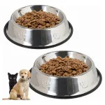 Plato Bebedero Mascota Para Agua Comida Perro Gato Plateado