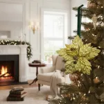 Flor 25cm Plata Arbol De Navidad Adornos Decoracion X4u