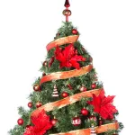 Arbolito Navidad Montañes Deluxe 1.50mt + Decoración Rojo 