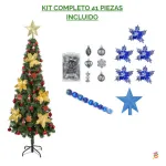 Arbol De Navidad Decorado Slim Verde 1,80mt + Kit Decoracion