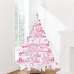 Arbol De Navidad Blanco Montañes Deluxe 1,80mts + Kit Rosa