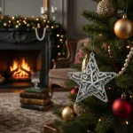 Adorno Navideño Estrella Colgante X4 Decoración Para Arbol