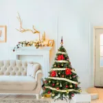 Arbolito Navidad Montañes Deluxe 1.50mts + Deco Rojo Oro