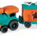 Tren Con Figuras Encastrables Juguete Eco Bioplastico Color Turquesa Personaje Tren Ecológico