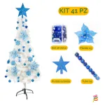 Arbol Navidad Tronador Slim Blanco 1,80mt + Kit 41 Deco Azul