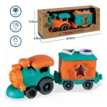 Tren Con Figuras Encastrables Juguete Eco Bioplastico Color Turquesa Personaje Tren Ecológico