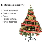 Arbol Navidad Tronador 1,20mts + Kit 30 Rojo Oro Cybermonday