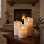 Velas Set X3 Velon Luz Led Calida Llama Efecto Fuego A Pilas