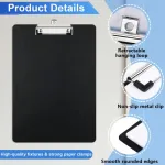 Portablock A4 Tabla Con Clip De Metal Plástico Color Negro