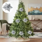 Flor 25cm Plata Arbol De Navidad Adornos Decoracion