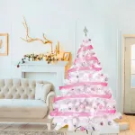 Arbol De Navidad Blanco Montañes Deluxe 1,80mts + Kit Rosa