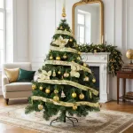 Arbolito Navidad Montañes Deluxe 1.50mt + Decoración Oro