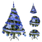 Arbol De Navidad Tronador Lujo 1,20mts Pino Decorado Azul