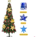 Arbol Navidad Tronador Slim Verde 1,50mt + Kit Decoracion