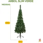 Árbol De Navidad Tronador Slim Verde 1.50mts Base Metal