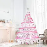 Arbol De Navidad Blanco Montañes Deluxe 1,80mts + Kit Rosa