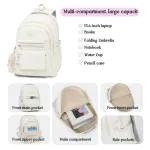 Mochila Escolar Urbana Primaria Secundaria Portanotebook 21l Color Crema Liso