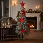 Arbol Navidad Tronador Slim Nevado 1,50mt + Kit Decoracion