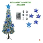 Arbol Navidad Tronador Slim Nevado 1,50mt + Kit Decoracion