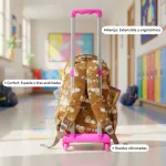 Mochila Escolar Colegio Carrito Capibara + Cartuchera Niñas