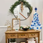 Arbol De Navidad Blanco 80cm Con Adornos 30 Piezas Azul