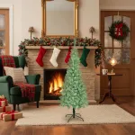 Árbol De Navidad Arbolito Slim Nevado 1.50mts Base Metal