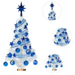 Arbolito De Navidad Blanco 80cm Con Adornos 30 Piezas Azul