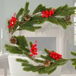 Guirnalda Navideña De Pino Muerdago Colgante Con Bayas Deco