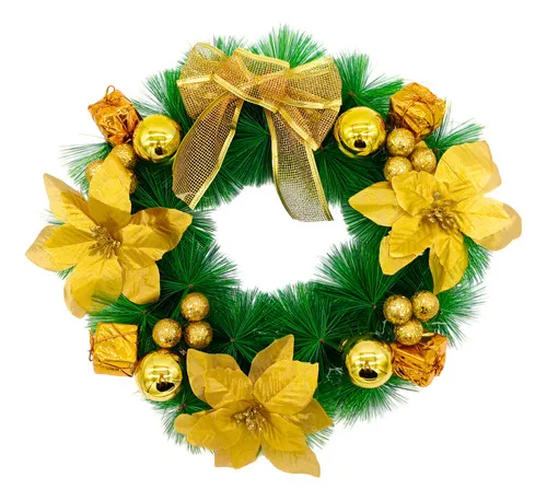 Producto Corona Navideña Oro Decorada Feliz Navidad Imagen