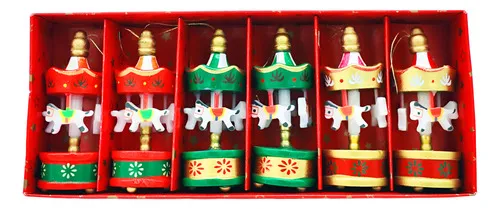 Producto Set Adornos Carrusel Colgante Navideño Decoración Pack X6 Imagen