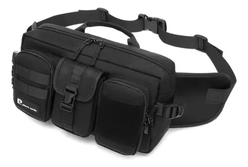 Producto Riñonera Tactica Grande Ajustable Sistema Molle Bolsillos Color Negro Imagen