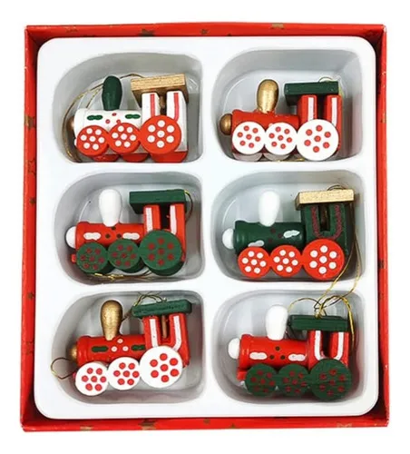 Producto Adorno Navideño Locomotora Decoracion De Madera Colgante X6 Imagen