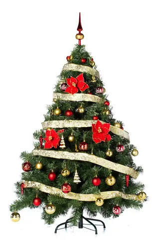 Producto Arbolito Navidad Montañes Deluxe 1.50mts + Deco Rojo Oro Imagen